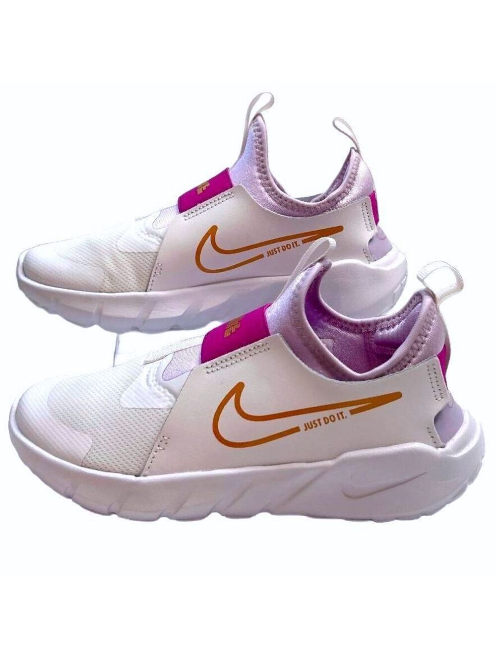 Nike Flex Runner 2 Easy-on Sneakers "White/Violet/Copper" Girls 3Y | NWT
